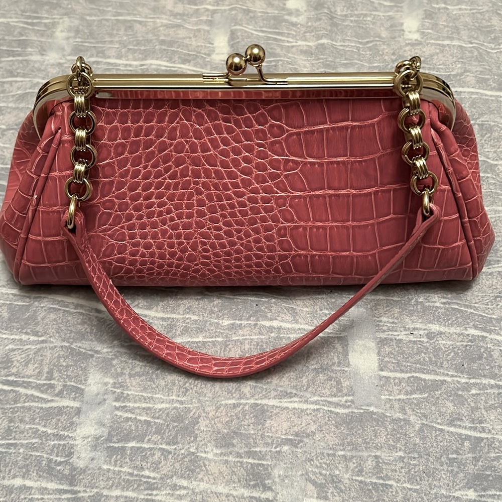 Liz Claiborne clutch pink faux croc.